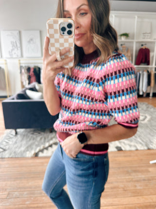 Felicity Pink & Blue Sweater-SweatersFelicity Pink & Blue Sweater | VerClare Boutique-Pink and blue striped sweater with a soft, relaxed fit and lightweight feel. Playful everyday style. Free US shipping from VerClare Boutique.-VerClare Boutique