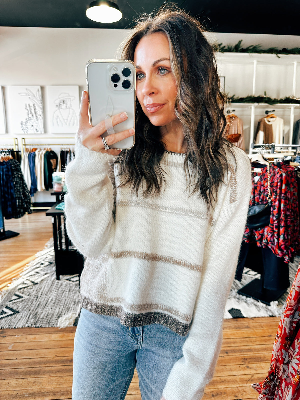 Mona Stripe Pullover Sweater-sweater-VerClare Boutique