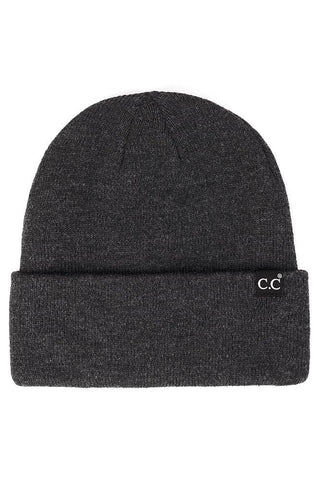 C.C Solid Cuff Beanie Hat-Stocking Stuffers-VerClare Boutique