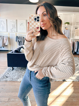 Coffee Date Long Sleeve Top-Tops Basic PrintWomen's Top | VerClare Boutique-Coffee Date Long Sleeve Top: Sizes: S,M,L. Color: Light Mocha. Fabric: 55% Polyester, 40% Rayon, 5% Spandex. Free Shipping on $100+ orders with VerClare Boutique. -VerClare Boutique