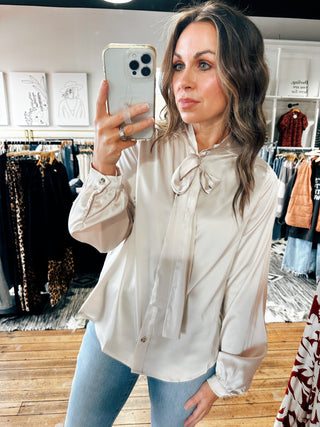 Shell Satin Blouse-Tops Casual-VerClare Boutique