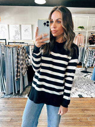 Black View. Ashlee Striped Sweater-2 Colors-Sweaters-VerClare Boutique