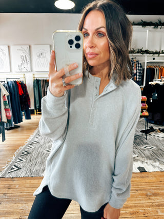 Light Grey View. Ashley Snap Henley Sweater - 5 Colors-Sweaters-VerClare Boutique