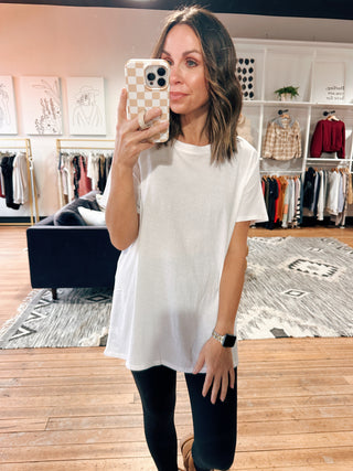 Brinley Cotton Boyfriend Tee-2 Colors-Tops Basic Solid-VerClare Boutique