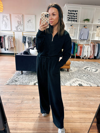 Z Supply-Downtown Half Zip Sweatshirt - Black-Jackets & KimonosZ Supply Downtown Half Zip Sweatshirt – Black | VerClare Boutique | Chenoa, IL-Z Supply Downtown half zip sweatshirt in black with a relaxed, cozy fit. Easy everyday layering piece with a sporty, elevated feel. Free US shipping from VerClare Boutique.-VerClare Boutique