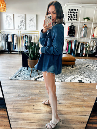 Z SUPPLY - All Day Knit Denim Jacket - Indigo-Jackets/Kimonos-VerClare Boutique