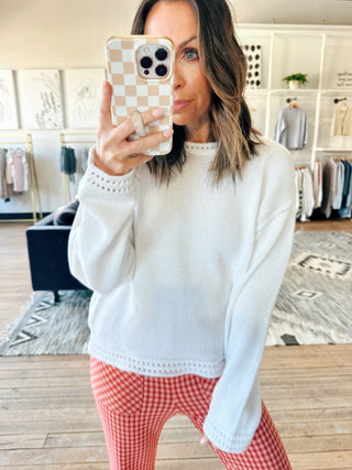 Bellami Crochet Sweater - White-SweatersHarper Two Piece Set-Blush | VerClare Boutique | Chenoa, IL-Women's Blush Lounge Set. Available in sizes: S, M, L. 60% Cotton, 40% Polyester. Free US shipping on all eligible orders. Located in Chenoa, Illinois.-VerClare Boutique