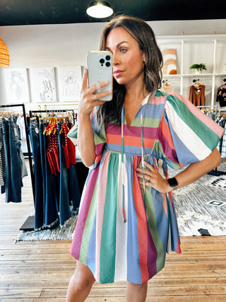 Desiree Denim Plum Striped Dress-Dresses & Rompers-VerClare Boutique