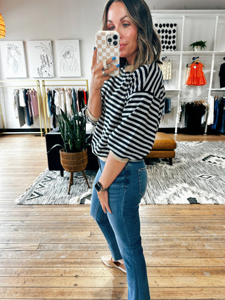 Allison Striped Color Block Top - 2 Colors-Tops Casual-VerClare Boutique