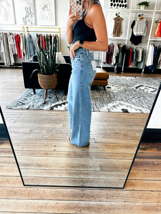 Crystal Mid Rise Wide Leg-Bottoms-VerClare Boutique