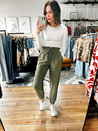 Ivy Green View. Cuffed Essential High-Waist Jogger-Bottoms-VerClare Boutique