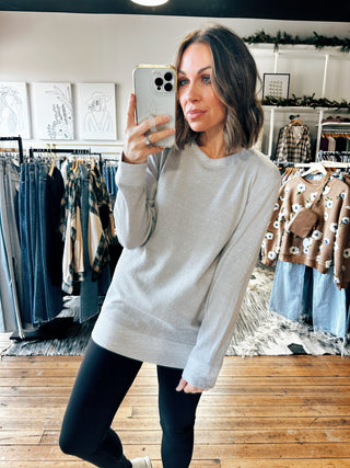 Long Sleeve Stitch Detail Tee-4 Colors-Tops Basic Solid-VerClare Boutique