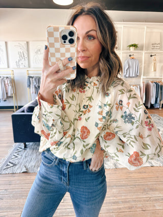 Melissa Floral Long Sleeve Blouse - 2 Colors-Tops CasualMelissa Floral Long Sleeve Blouse – 2 Colors | VerClare Boutique | Chenoa, IL-Shop the Melissa Floral Long Sleeve Blouse in ecru and blue at VerClare Boutique. A soft, feminine floral blouse with an easy fit—perfect for everyday wear and layering.-VerClare Boutique