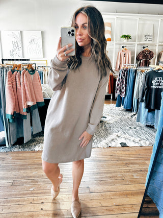 Mocha View. Knit Mini Dress-4 Colors-Dresses & Rompers-VerClare Boutique