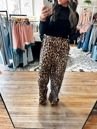 Front View. Leopard Lounge Pants-Bottoms-VerClare Boutique