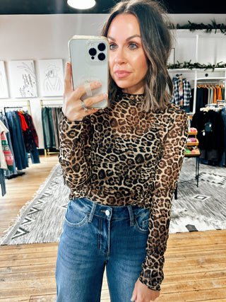 Leopard Mesh Top-Tops Casual-VerClare Boutique