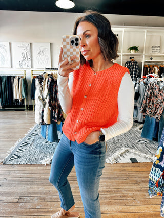 Jenna Button-Up Sweater Tank-Sweaters-VerClare Boutique