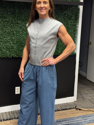 Emilie Cap Sleeve Mock Neck Cardigan - Heather Grey-SweatersEmilie Cap Sleeve Mock Neck Cardigan - Heather Grey | VerClare Boutique | Jenison MI-Soft lightweight knit cap sleeve mock neck featuring a classic minimalist silhouette, a comfortable everyday fit, and an easy layering design. Free US shipping from VerClare Boutique.-VerClare Boutique