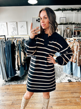 Teagan Long Sleeve Stripe Sweater Dress-Dresses & Rompers-VerClare Boutique