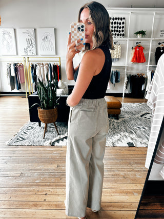 Simone Espresso Striped Wide-Leg Pants-Bottoms-VerClare Boutique