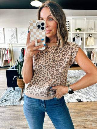 Greer Leopard Sweater Vest-Sweaters-VerClare Boutique