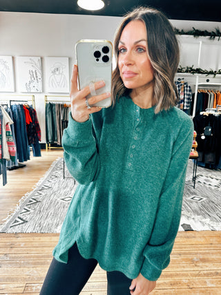 Dark Green View. Ashley Snap Henley Sweater - 5 Colors-Sweaters-VerClare Boutique