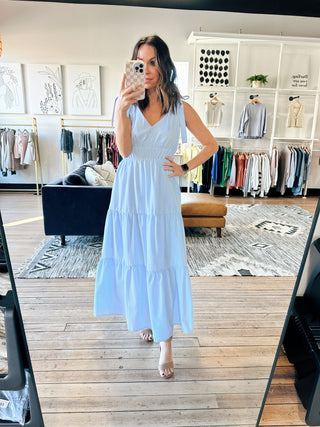 Anna Striped Tiered Maxi Dress - Light Blue-Dresses & RompersHarper Two Piece Set-Blush | VerClare Boutique | Chenoa, IL-Women's Blush Lounge Set. Available in sizes: S, M, L. 60% Cotton, 40% Polyester. Free US shipping on all eligible orders. Located in Chenoa, Illinois.-VerClare Boutique
