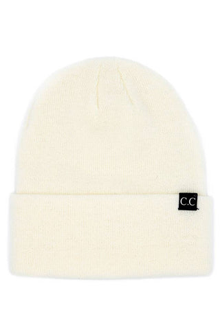 C.C Solid Cuff Beanie Hat-Stocking Stuffers-VerClare Boutique