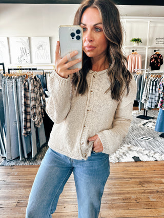 Champagne Button Cardigan-Sweaters-VerClare Boutique