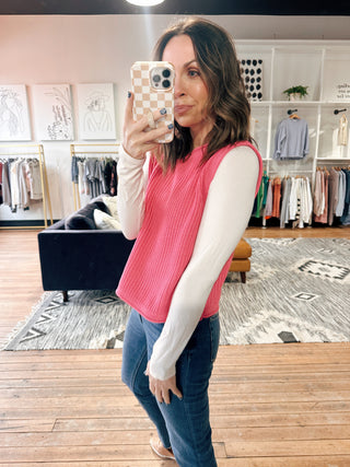 Mira Sleeveless Sweater Top - Punch-Tops Basic SolidWishlist Mira Sleeveless Sweater Top – Punch | VerClare Boutique | Chenoa, IL-Shop the Wishlist Mira Sleeveless Sweater Top in Punch at VerClare Boutique. A lightweight knit perfect for layering or wearing solo for an easy, polished look.-VerClare Boutique
