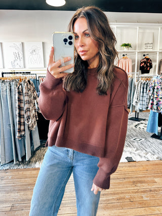 Espresso View. Relaxed Boxy Sweater-4 Colors-Sweaters-VerClare Boutique