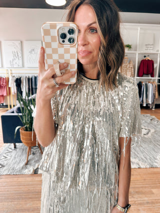 Fynra Sequin Fringe Top-Tops Casual-VerClare Boutique