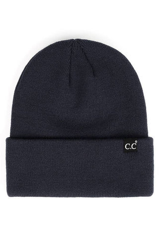 C.C Solid Cuff Beanie Hat-Stocking Stuffers-VerClare Boutique