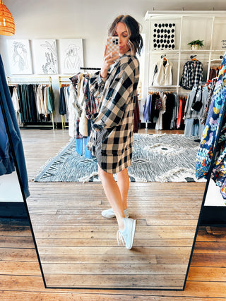 Black Plaid Oversize Dress-Dresses & Rompers-VerClare Boutique