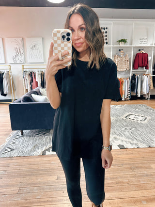 Brinley Cotton Boyfriend Tee-2 Colors-Tops Basic Solid-VerClare Boutique