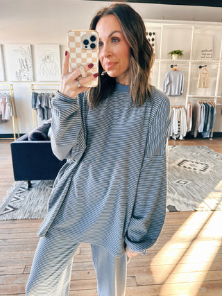 Levi Top - Blue-Sweaters-VerClare Boutique