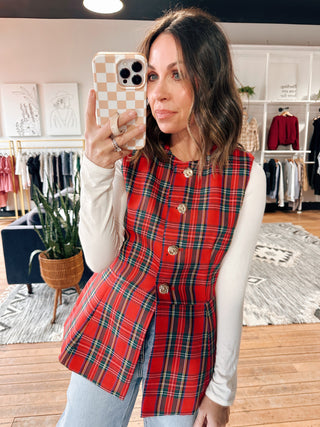 Season Plaid Top-Tops Casual-VerClare Boutique