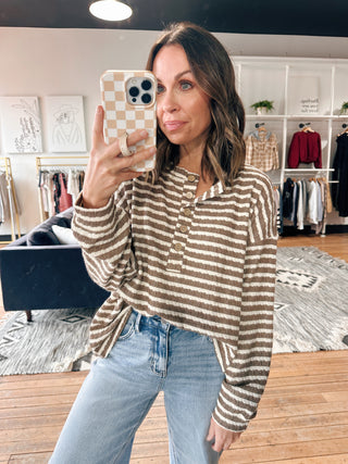 Avelyn Striped Textured Henley Top - 2 Colors-Tops Basic PrintCoriel Striped Textured Henley Top | VerClare Boutique | Chenoa, IL-Women's Coriel Striped Textured Henley Top | Sizes: S, M, L | Color: Black, Burgundy | Free US shipping on all eligible orders. Located in Chenoa, Illinois-VerClare Boutique