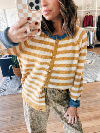 Daris Rib Contrast Cardigan-Sweaters-VerClare Boutique