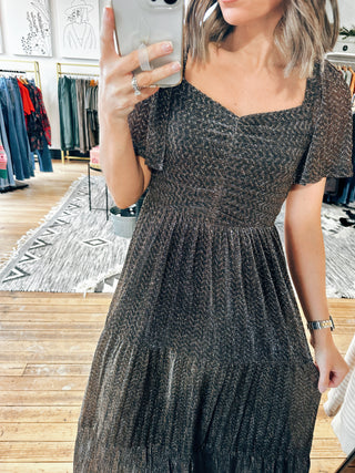 Metallic Textured Dress-Dresses & Rompers-VerClare Boutique