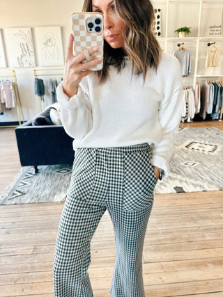 Valentine Check Boot-Cut Pants - 2 Colors