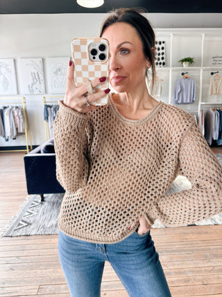 Cala Shimmer Crochet Sweater - Campfire-SweatersZ-Supply Cala Shimmer Crochet Sweater-Campfire | VerClare Boutique | Chenoa, IL-Shop the Z-Supply Cala Shimmer Crochet Sweater-Campfire. Available now at VerClare Boutique! | VerClare Boutique | Chenoa, IL-VerClare Boutique