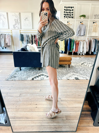 The Perfect Line Striped Short - Black-BottomsHarper Two Piece Set-Blush | VerClare Boutique | Chenoa, IL-Women's Blush Lounge Set. Available in sizes: S, M, L. 60% Cotton, 40% Polyester. Free US shipping on all eligible orders. Located in Chenoa, Illinois.-VerClare Boutique