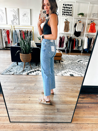 Forrest Mid Rise Straight-Bottoms-VerClare Boutique