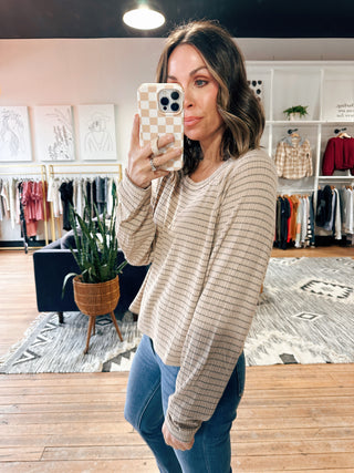 Coffee Date Long Sleeve Top-Tops Basic Print-VerClare Boutique