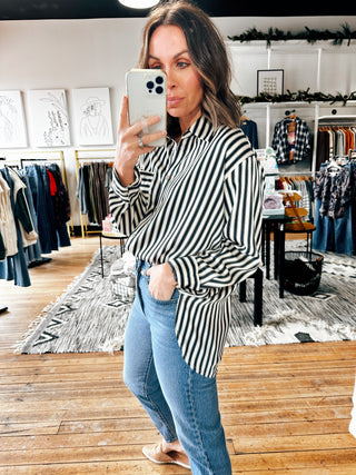 Satin Stripe Top-Tops Casual-VerClare Boutique