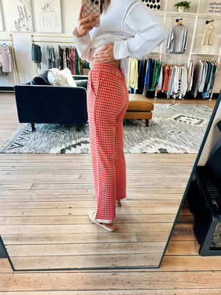 Valentine Check Boot-Cut Pants - 2 Colors