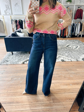 Calia High Rise Wide Jeans-Jackets & KimonosCalia High Rise Wide Jeans | VerClare Boutique-High-rise wide-leg jeans with comfortable stretch and a flattering, relaxed fit. Everyday denim for easy styling. Free US shipping from VerClare Boutique.-VerClare Boutique