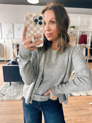 Kathy Brushed Tank & Cardigan Set-SweatersKathy Brushed Tank & Cardigan Set | VerClare Boutique | Chenoa, IL-Soft brushed knit tank and cardigan set in heather grey. Cozy, lightweight, and perfect for layering or lounging. Free US shipping from VerClare Boutique.-VerClare Boutique