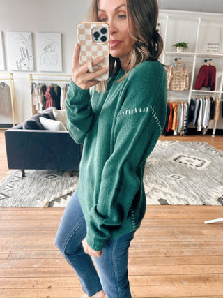 Danielle Stitching Brushed Sweater-SweatersDanielle Stitching Brushed Sweater | VerClare Boutique | Chenoa, IL-Soft brushed green sweater with subtle stitching detail on the sleeves. Cozy, relaxed, and perfect for everyday wear. Free US shipping from VerClare Boutique.-VerClare Boutique